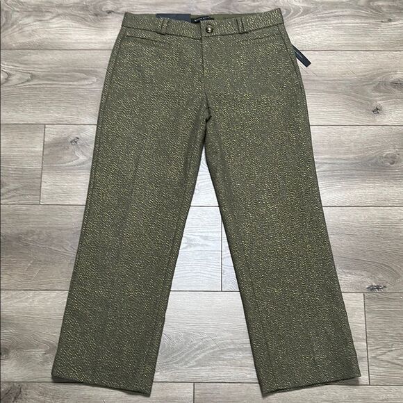 Banana Republic Logan Mid‎ Rise Crop Green Metallic Gold Trousers Size 0 - Picture 1 of 12